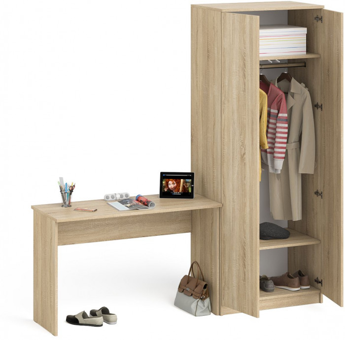Мори Стол письменный МСП1200.1 + Шкаф МШ800.1, цвет дуб сонома, ШхГхВ 200,8х50,4х209,6 см., универсальная сборка