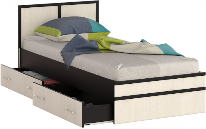 Сакура Кровать с ящиками 0900, венге/дуб лоредо