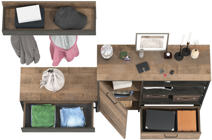 Трувор Прихожая 181, дуб гранж песочный/интра