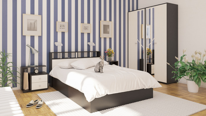 Камелия Тумба прикроватная - комплект из 2 шт.(левая + правая), венге/дуб лоредо