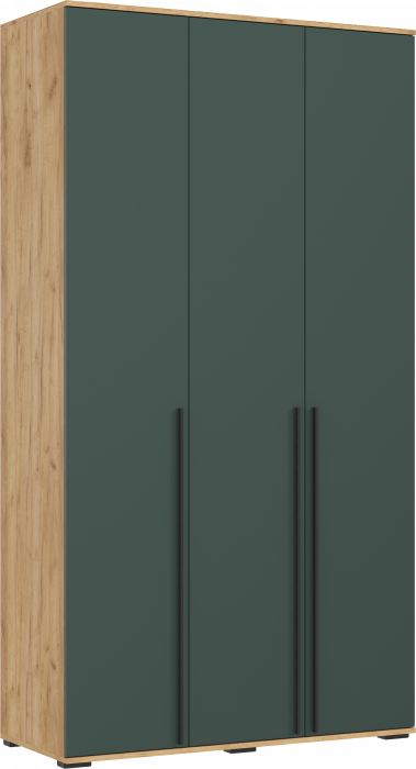 Норд Шкаф 3-х створчатый 1200 с антресолью, Дуб крафт/Изумрудный