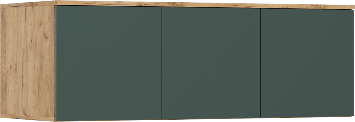 Норд Шкаф 3-х створчатый 1200 с антресолью, Дуб крафт/Изумрудный
