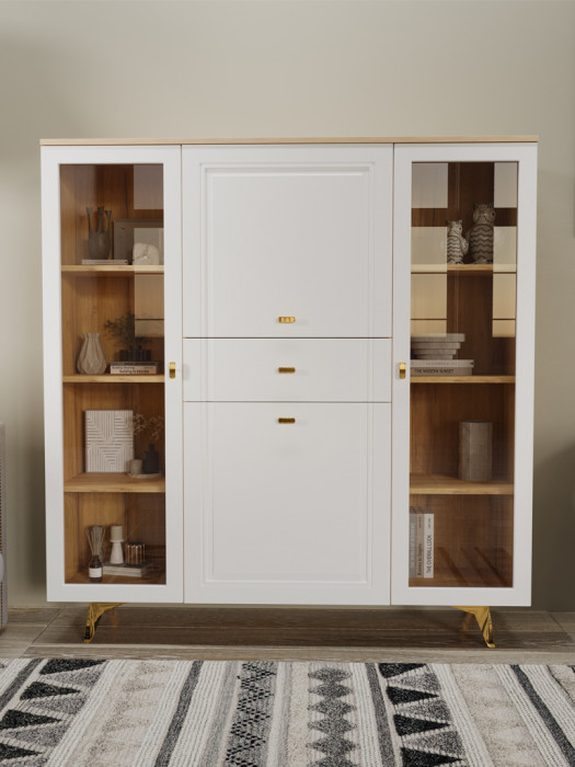 Шкаф низкий (2 стеклодвери) Вега Сапфир