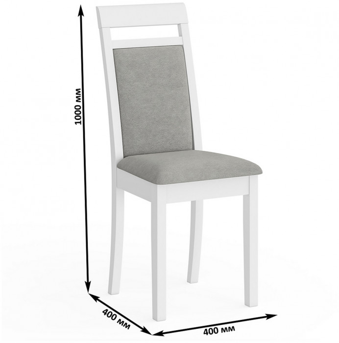 Два стула Мебель--24 Гольф-12 разборных, цвет белый, обивка ткань велюр серый 63, ШхГхВ 40х40х100 см., от пола до верха сиденья 47 см.(мягкая спинка)