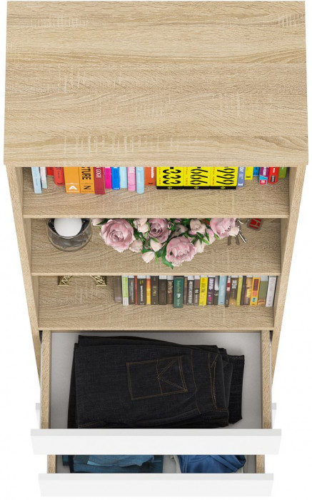 Мори Стеллаж МСТ600.3, цвет дуб сонома/белый, ШхГхВ 60,4х35,4х179,6 см.