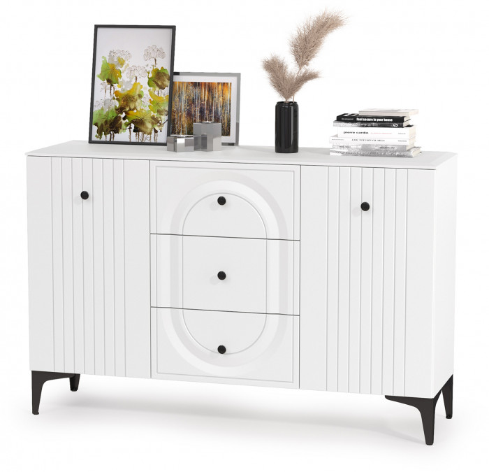 Валенсия Гостиная № 091, ЛДСП белый шагрень/МДФ белый шагрень