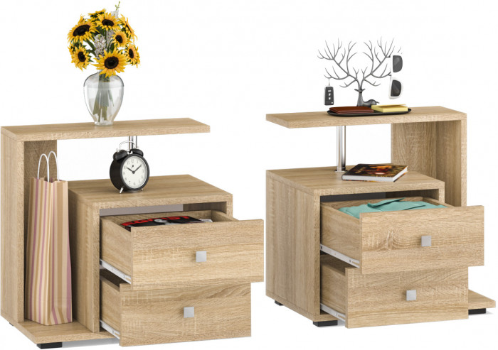 Камелия Тумба прикроватная - комплект из 2 шт.(левая + правая), дуб сонома