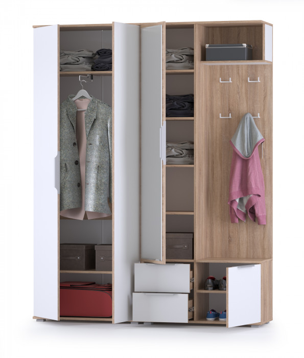 Куба Прихожая 13, дуб сонома/белый премиум