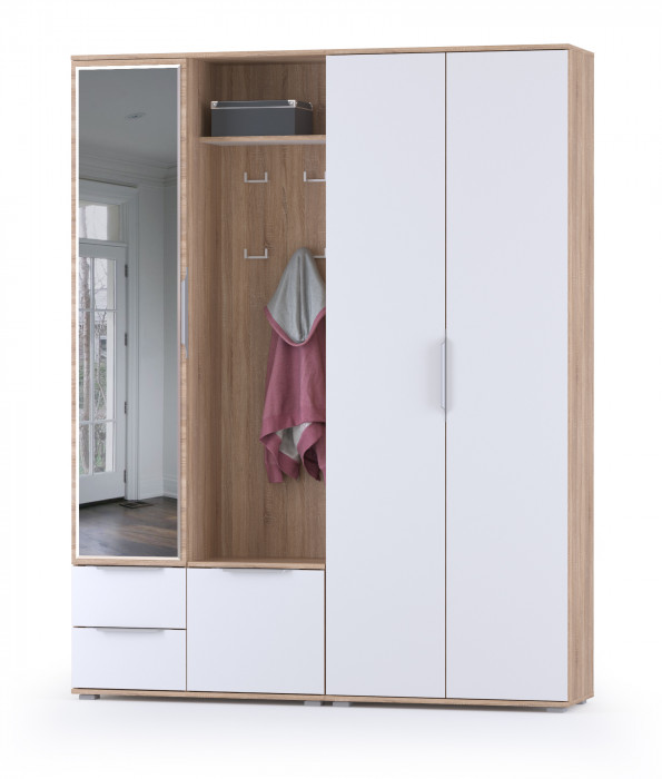 Куба Прихожая 13, дуб сонома/белый премиум