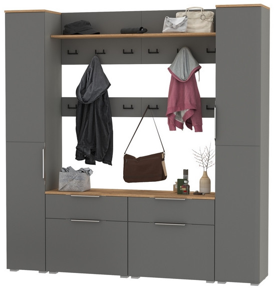 Октава Прихожая 35, серый графит/дуб крафт золотой/фасады МДФ серый графит