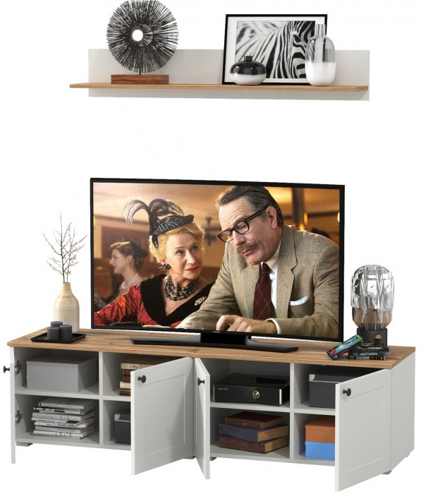 Остин Прихожая 64, цвет белый шагрень/дуб крафт золотой, ШхГхВ 160х41,9х160 см.