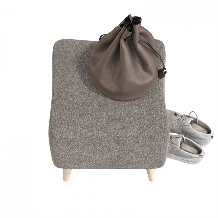 Банкетка 6-5133ТКВсерый Куби, цвет ткань серая, ШхГхВ 41х41х45 см.(квадратная банкетка на четырёх ножках), цвет ножек: иней