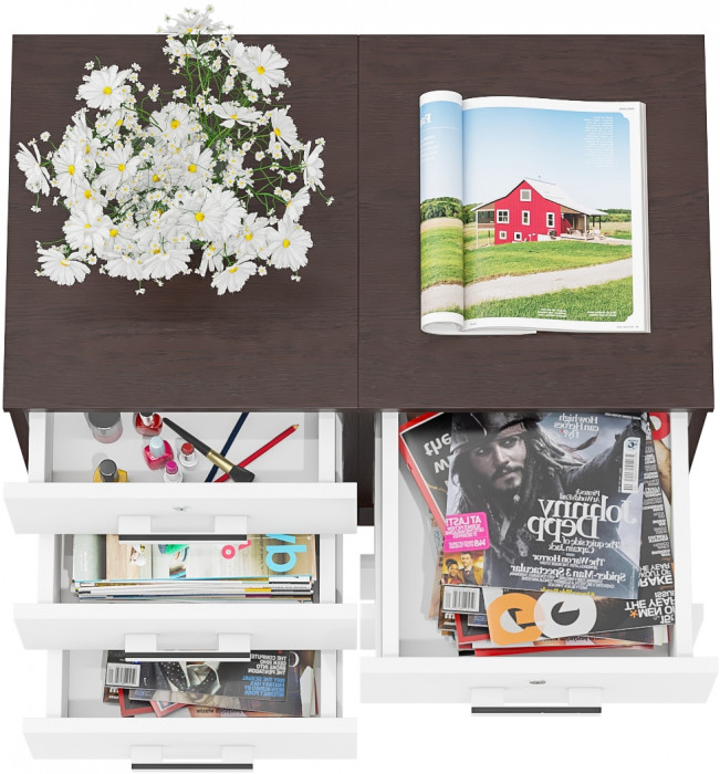 Две тумбы выкатных С-МД-3-02, цвет венге/белый шагрень, ШхГхВ 80х45х59 см.