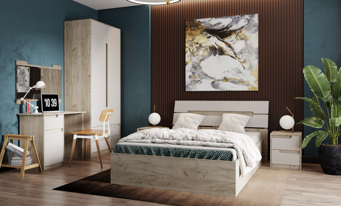 Модульная спальня Гавана, набор 3, Крафт серый/Кашемир