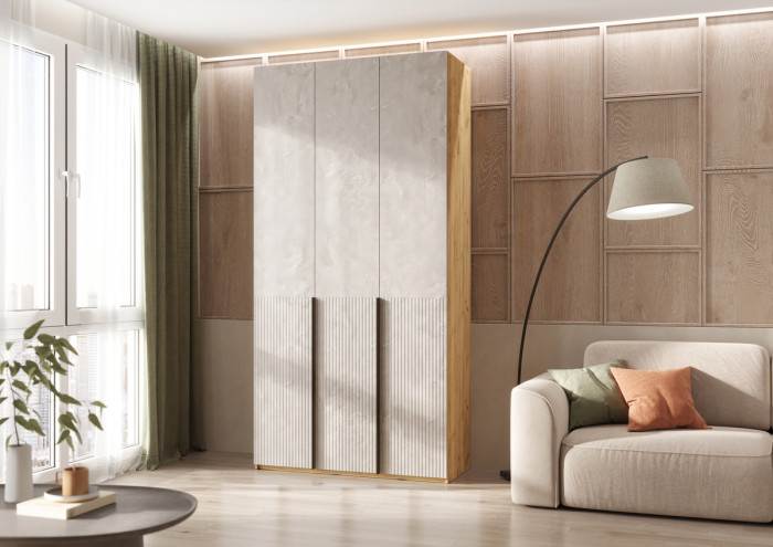 Марвэл Шкаф 3-х створчатый 1200, Дуб крафт/Мальта