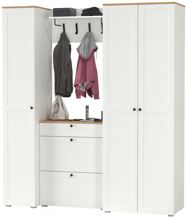 Остин Прихожая 41, белый шагрень/дуб крафт золотой