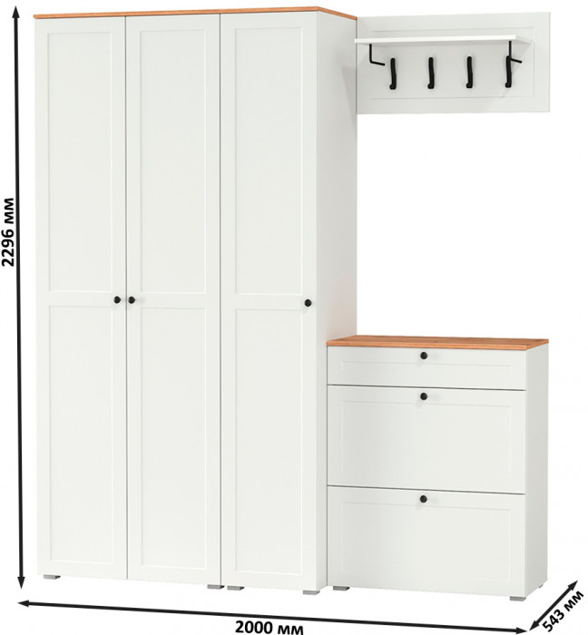 Остин Прихожая 41, белый шагрень/дуб крафт золотой