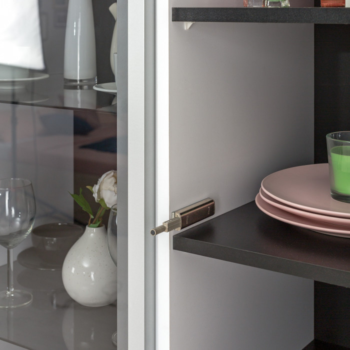 Сидней Комплектация № 035, корпус белый/чёрный/фасады МДФ белый глянец