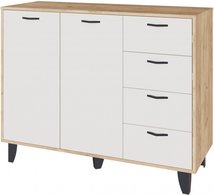 Комод Катрин-12 дуб крафт золотой/белый