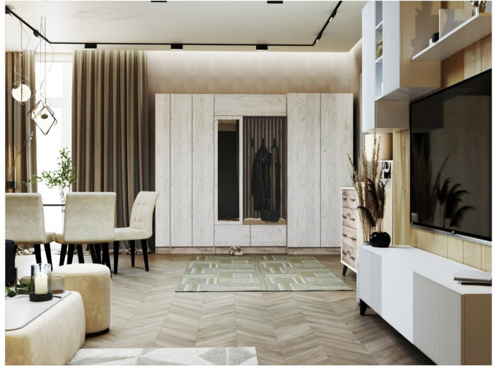 Прихожая Руэлла, композиция 1, дуб крафт серый/дуб крафт белый