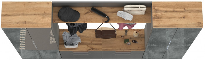 Октава Прихожая 36, серый графит/дуб крафт золотой/фасады МДФ серый графит