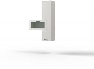 Шкаф навесной двухдверный (правое исп.) "Берг" - Белый текстурный/Ясень белый