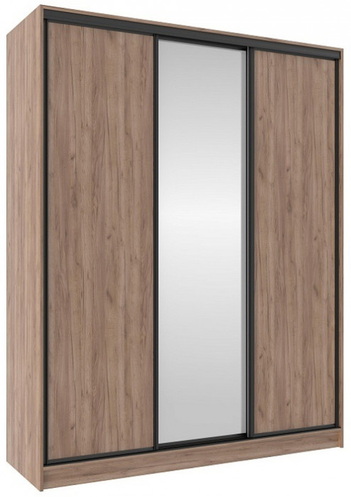 Шкаф-купе трехдверный с зеркалом 1800 Домашний Дуб табачный Craft