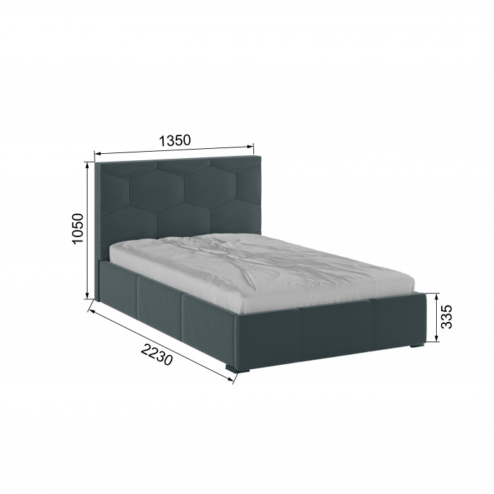 Манука Кровать интерьерная 120 серый, ортопед