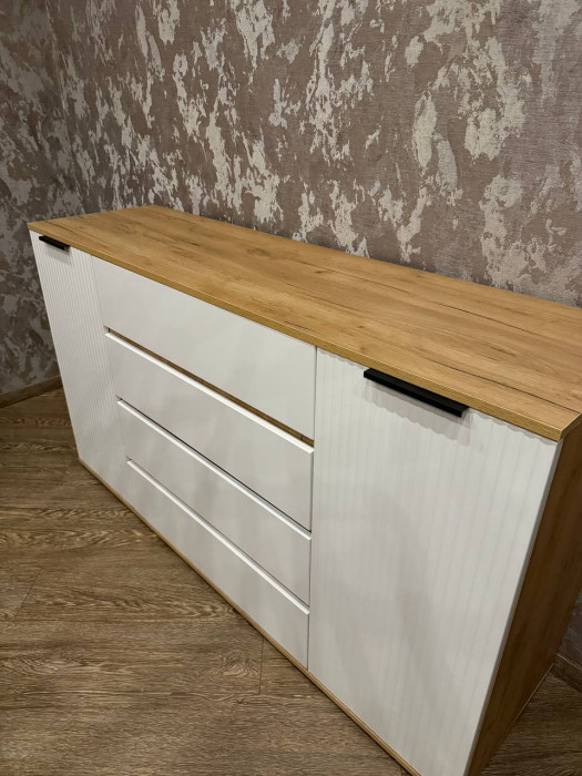 Марвэл Комод 2 двери 4 ящика (1600), Графит/Браш графит