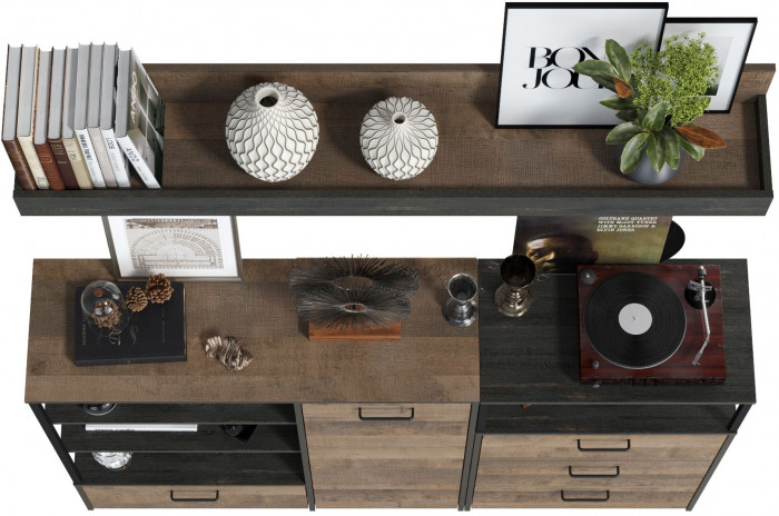 Трувор Гостиная 004, цвет дуб гранж песочный/интра, ШхГхВ 175х37х195 см., универсальная сборка