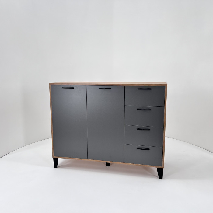 Комод Катрин-12 дуб крафт золотой/графит серый