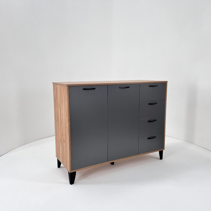 Комод Катрин-12 дуб крафт золотой/графит серый