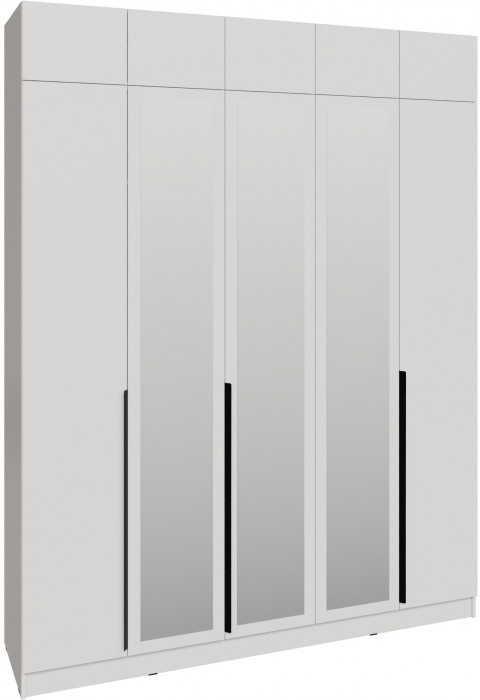 Шкаф 2,0 с антресолью и зеркалом Мадрид, Белый