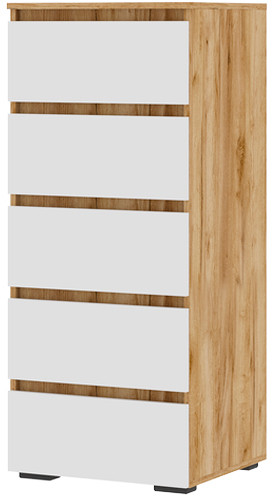Хелен КМ 03 Комод 502 5 ящиков (0,502х1,188х0,460) белый/дуб крафт золото