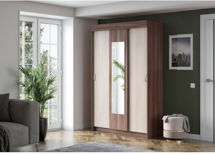 Шкаф-купе Бассо, ясень шимо темный/ясень шимо светлый