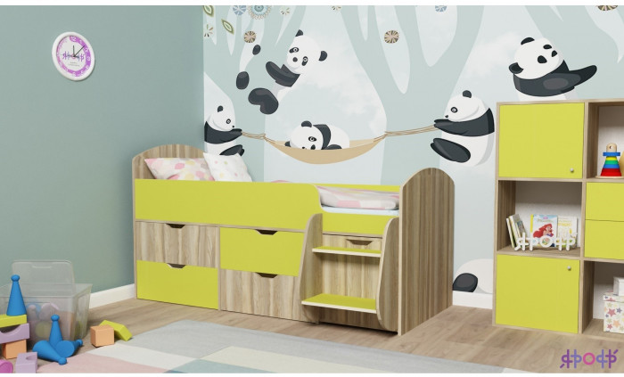 Кровать-чердак Малыш 7 (Винтерберг/Дуб молочный)