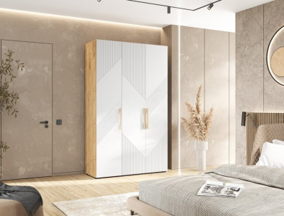 Ирис Шкаф 3-х ств. 1350 браш вайт/дуб крафт