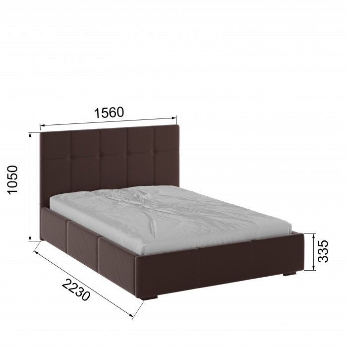 Рио Кровать интерьерная 140 коричневый квадрат, ПМ