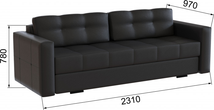 Диван раскладной Брэй экокожа черный