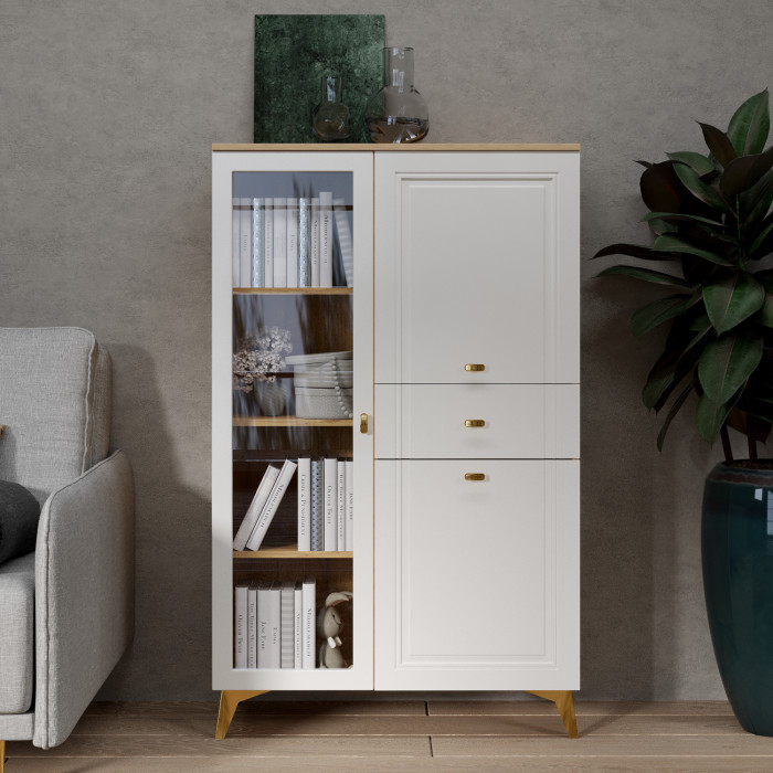 Шкаф низкий (1 стеклодверь) Вега Сапфир