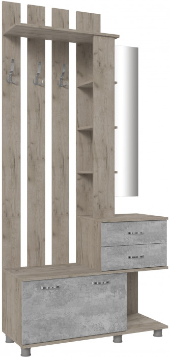 Модульная прихожая Микс-Арт, набор 2, Крафт серый/Цемент