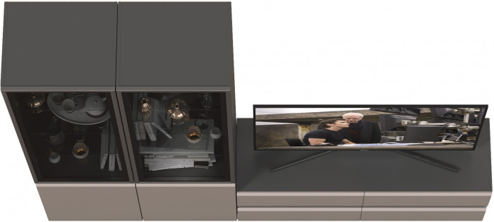 Сидней Комплектация № 011, цвет корпус: антрацит/фасады: МДФ веллюто капучино, ШхГхВ 229,9х41,3х205,2 см., ниша для ТВ 129х41х100 см., универс. сборка