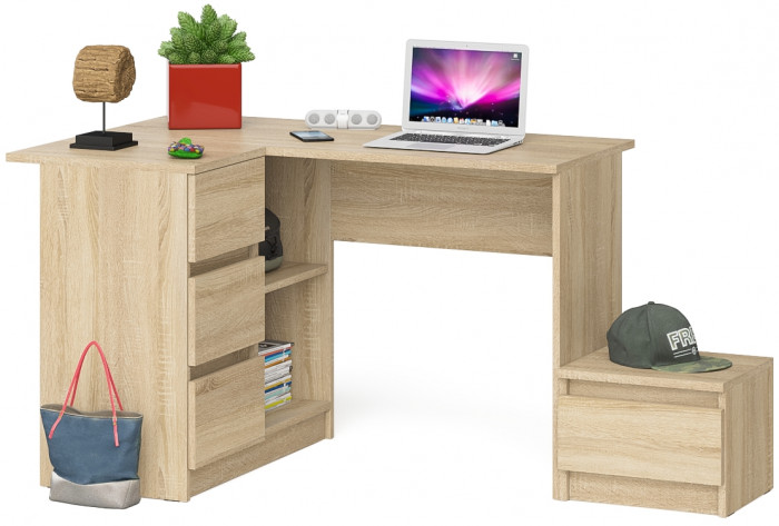 Мори Стол компьютерный МС-16 левый + Тумба ТМП400.1, цвет дуб сонома, ШхГхВ 164,8х84,9х76,6 см., выдвижные ящики слева, НЕ универсальная сборка