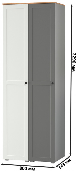 Остин 13.225 Шкаф-пенал 2 шт., белый шагрень/серый графит/дуб крафт золотой