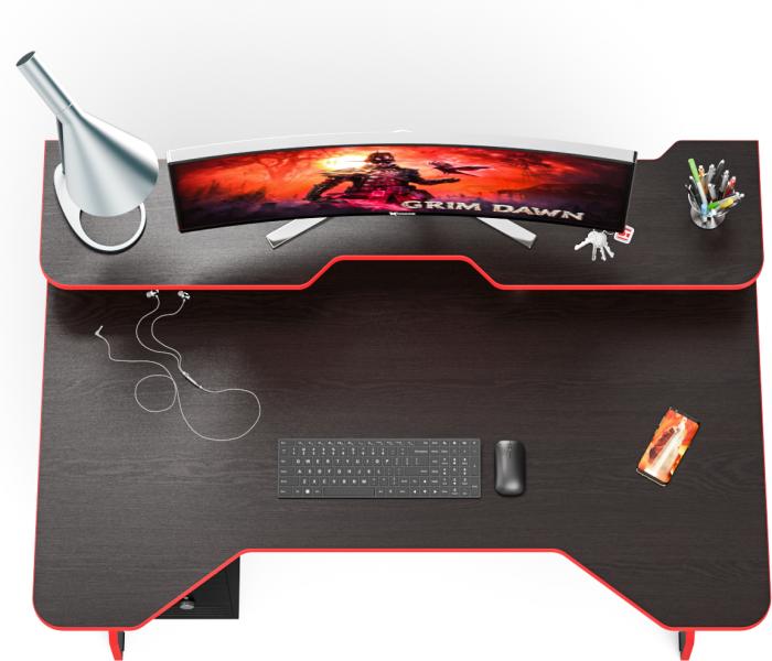 Надстройка для стола компьютерного С-МД-СК5-1400, цвет венге/кромка красная, ШхГхВ 140х30х17,8(15,6) см.