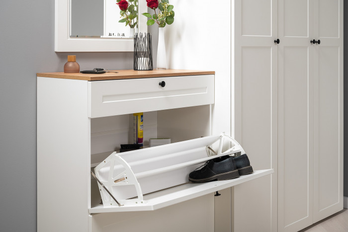 Остин Прихожая 44, белый шагрень/дуб крафт золотой