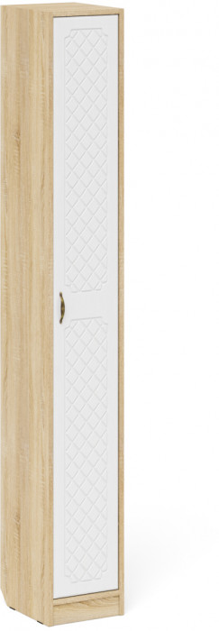 Прихожая П-6 Компоновка № 28, дуб сонома/фасады МДФ белое дерево фрезеровка ромб