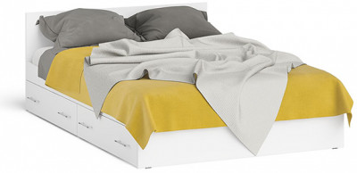 Мори Кровать с ящиками 1400, цвет белый, ШхГхВ 143,5х203,5х70 см., сп.м. 1400х2000 мм., без матраса, основание есть