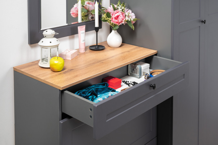 Остин Прихожая 17, цвет серый графит/дуб крафт золотой, ШхГхВ 160х54,3х229,6 см., универсальная сборка