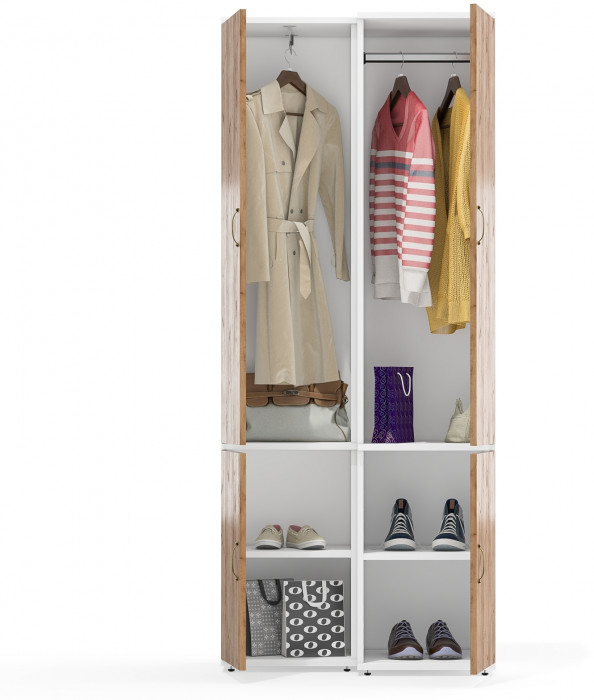 Лидер-8 Модуль Пенал МД 21Б + Пенал МД 23Б, белый шагрень/крафт золото